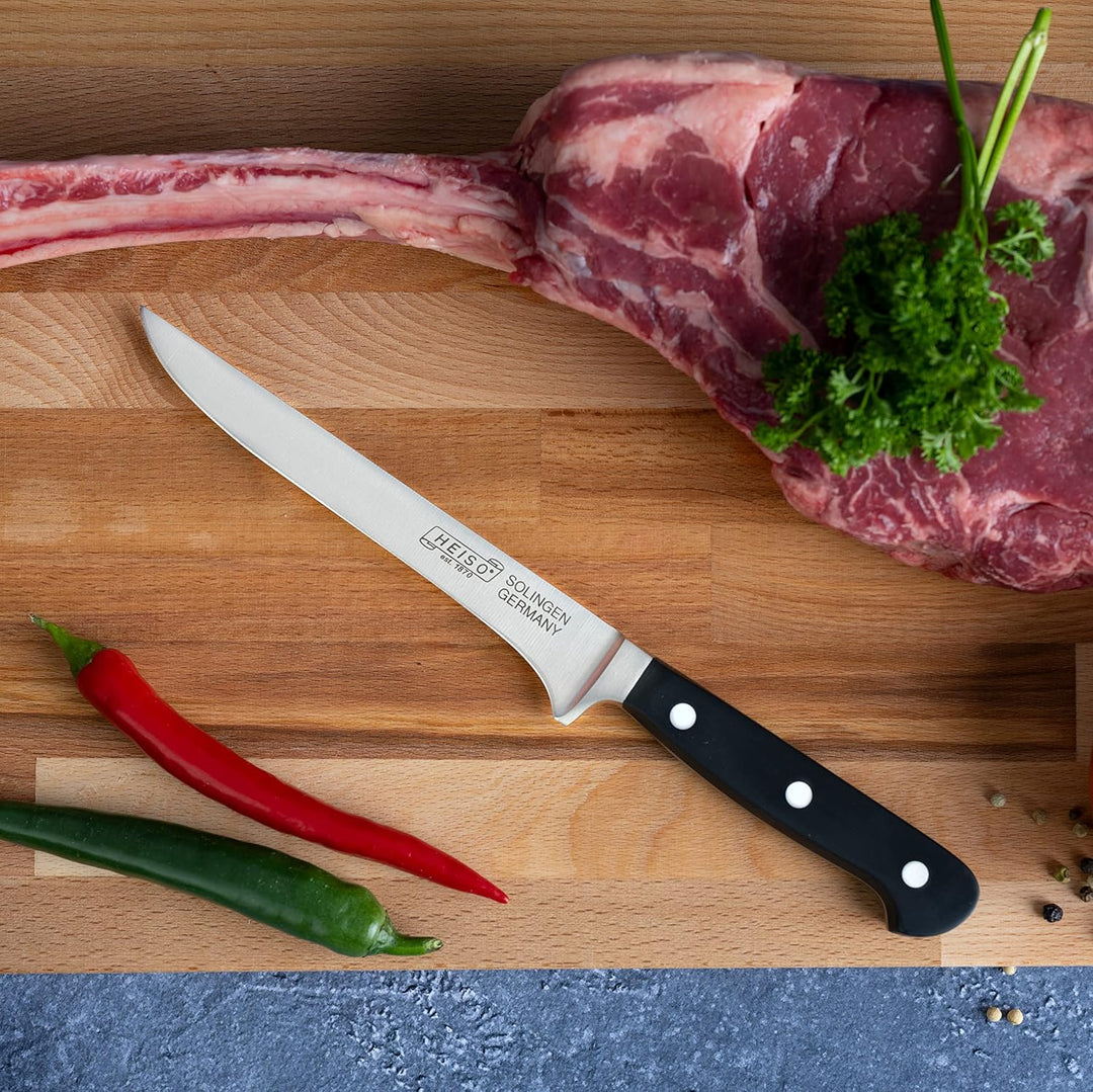 HEISO - Ausbeinmesser - PREMIUM SERIE - rostfreie 15cm Klinge - Metzgermesser "Made in Solingen" - F