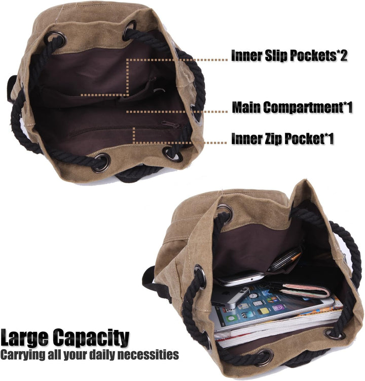 LOSMILE Rucksäcke Damen Herren Daypacks Seesack Leinwand Rucksack Canvas Reisetaschen Umhängetasche