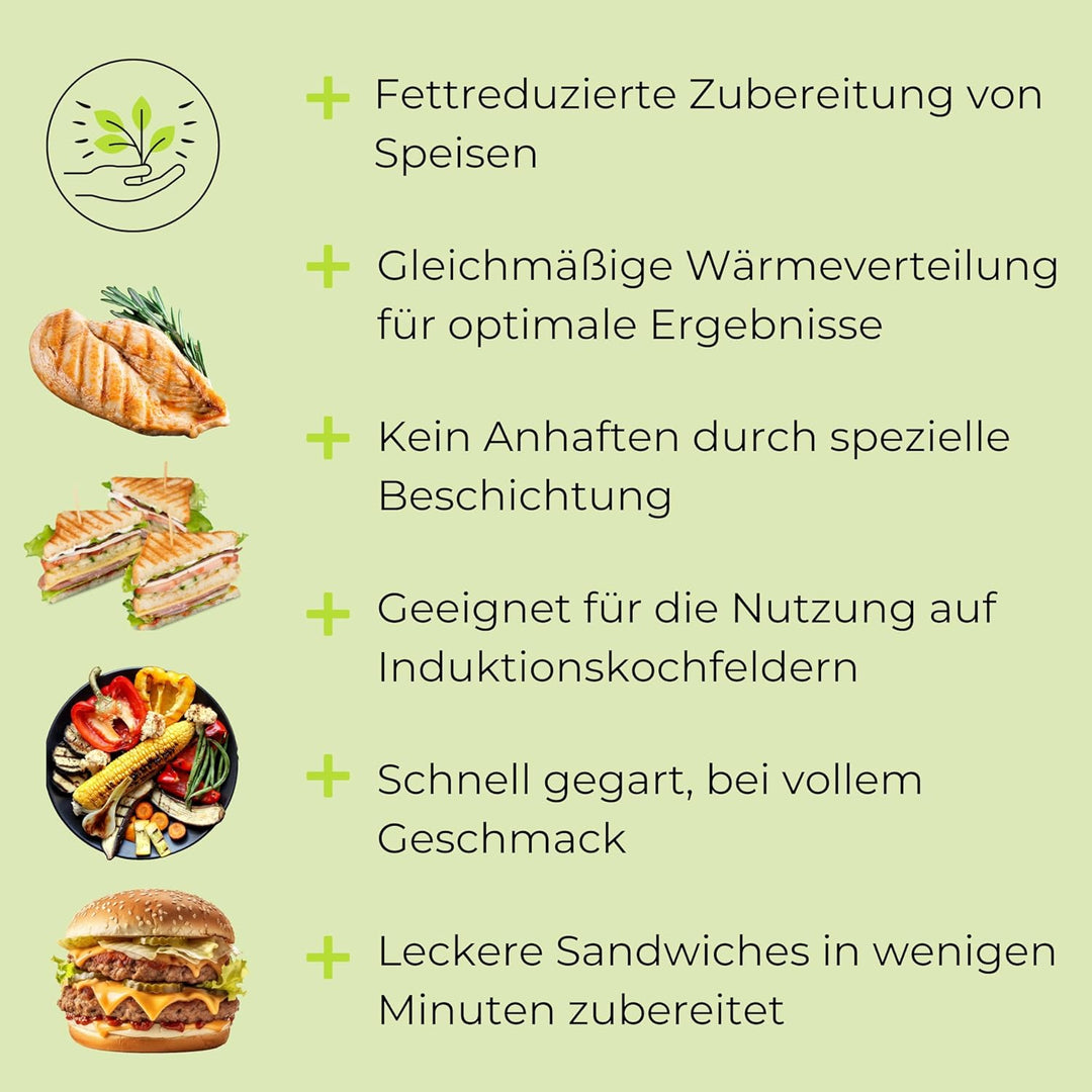 WOLKENSTEIN GP1W Grillplatte Plancha induktionsgeeignet Gusseisen Induktion Kochfeld Grillrost Teppa