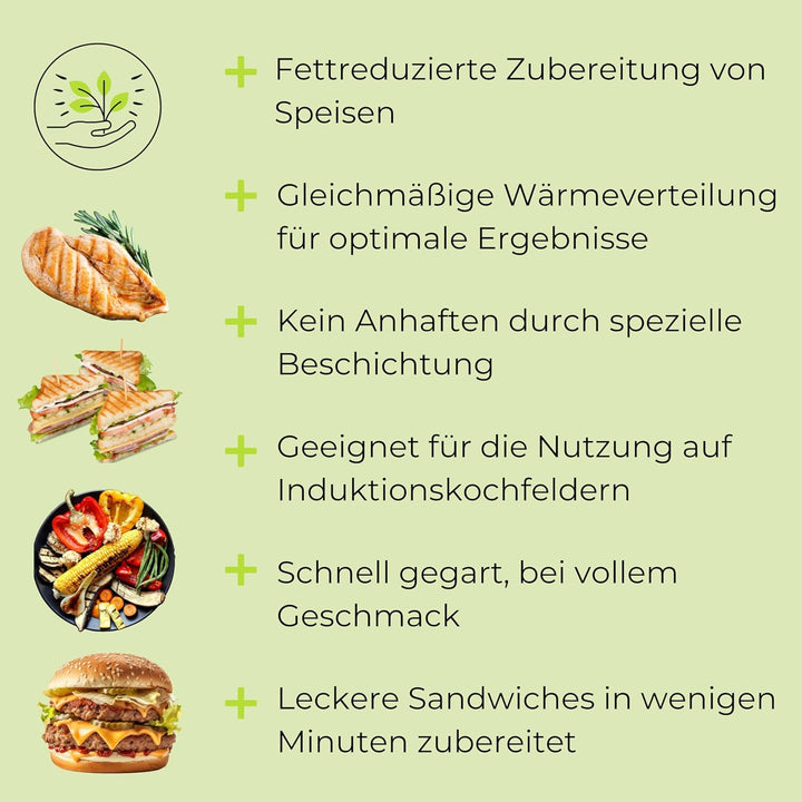 WOLKENSTEIN GP1W Grillplatte Plancha induktionsgeeignet Gusseisen Induktion Kochfeld Grillrost Teppa