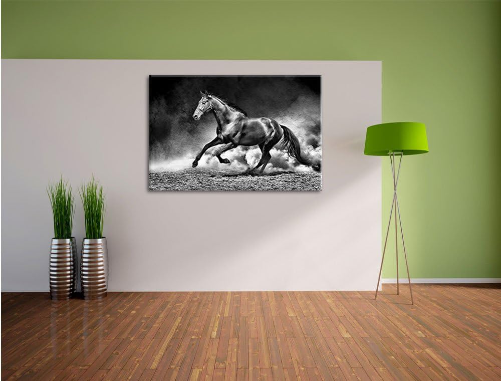 Pixxprint Pferd, Sonnenuntergang, 100x70cm Leinwandbild bespannt auf Holzrahmen/Wandbild Kunstdruck