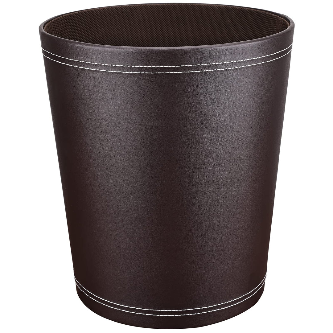 GORESE Papierkorb Büro - Papierkorb aus Leder in Schwarz, modernes Design, Mülleimer für Küche, Bad,