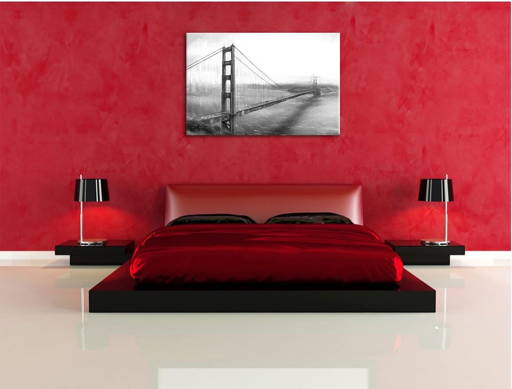 Pixxprint Golden Gate Bridge als Leinwandbild/Grösse: 100x70 / Wandbild/Kunstdruck/fertig bespannt,