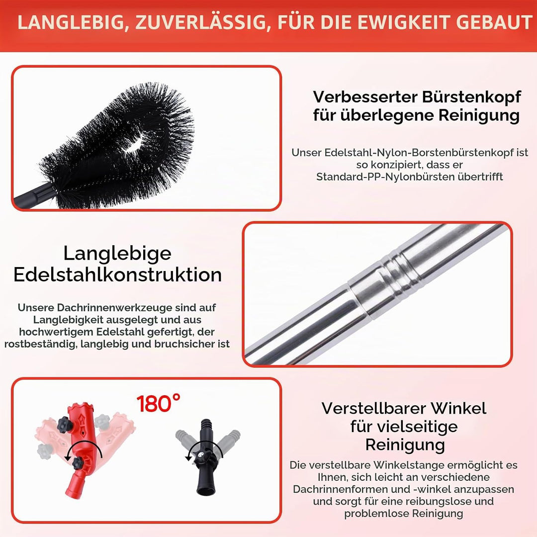 4m Dachrinnenreiniger, Dachrinnenreiniger Mit Teleskopstiel Teleskop Dachrinnenreiniger Mit 180° Sch