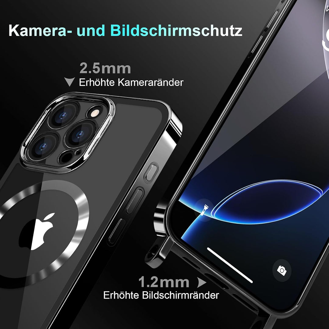 Handyband für iPhone 16 Pro Max Hülle mit Band + 2 Stück Glas Schutzfolie Transparent Silikon Handyh