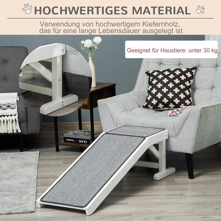 PawHut Hunderampe Hundetreppe mit rutschfestem Teppich, Hundeautorampe, Auto Kofferraumrampe rutschf