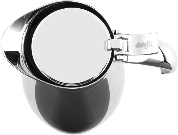 Emsa Eleganza Isolierkanne 502488 | 0,6 L Fassungsvermögen | Easy Open Verschluss | 12h heiss, 24h k