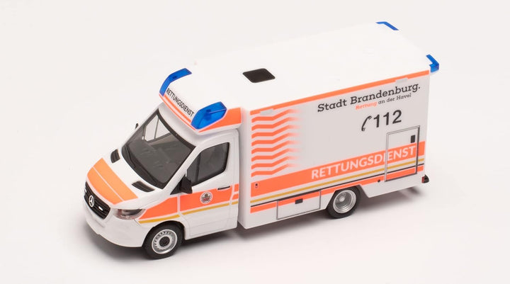 herpa 096591 Mercedes-Benz Sprinter 18 Fahrtec RTW Rettungsdienst Brandenburg in Miniatur zum Bastel