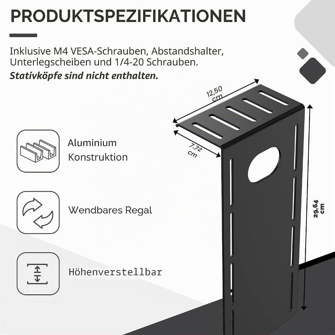 HumanCentric DSLR-Monitorhalterung, klein, Tischkamera-Montage, leichte Webcam, Mikrofon-Ablage für