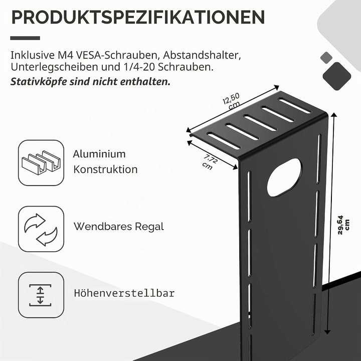 HumanCentric DSLR-Monitorhalterung, klein, Tischkamera-Montage, leichte Webcam, Mikrofon-Ablage für
