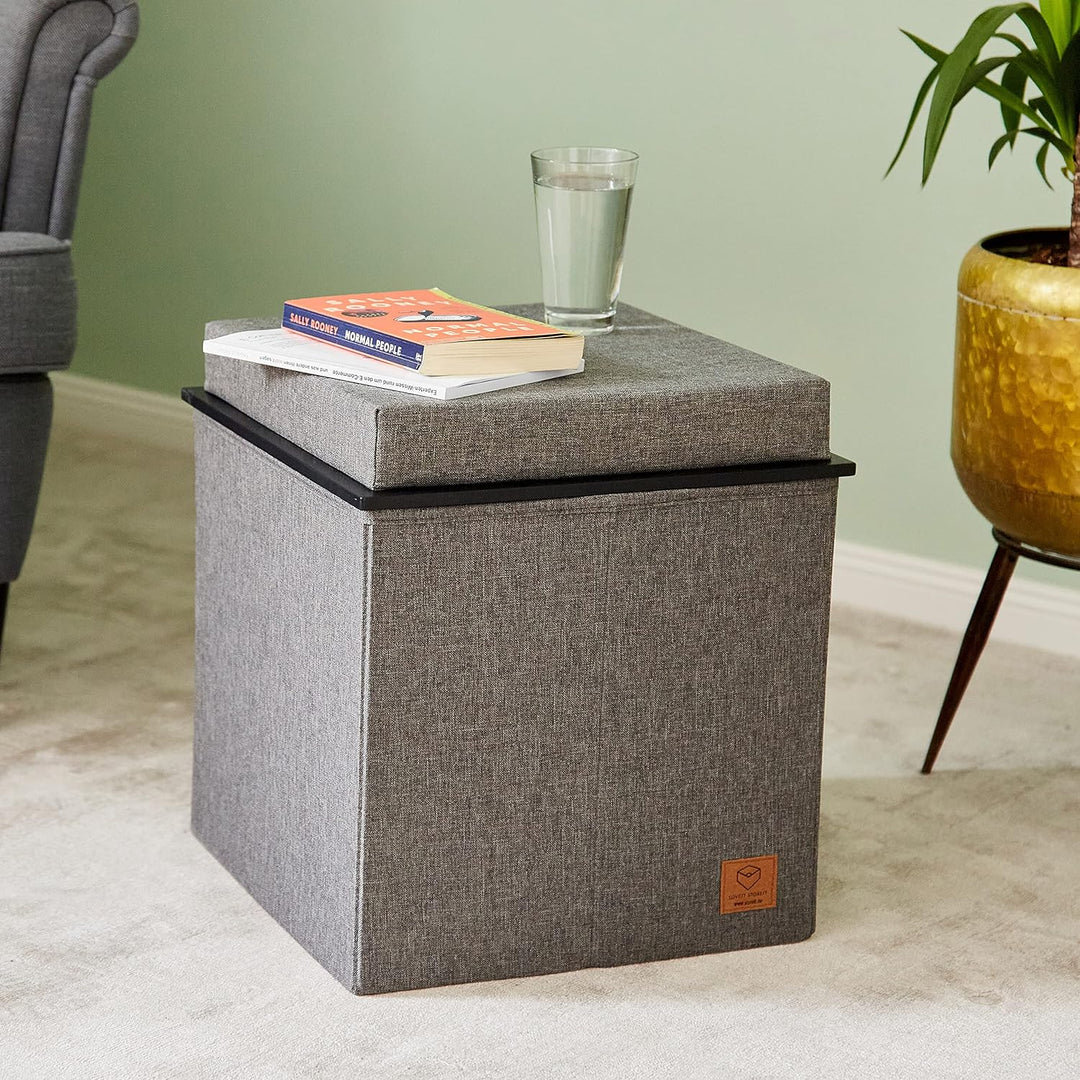 Love IT Store IT Premium 3-in-1 Sitzhocker mit Stauraum - Hocker, Tablett und Aufbewahrungsbox - Aus
