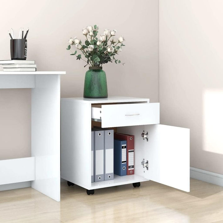 Rollcontainer mit 1 Tür und 1 Schublade, Rollschrank Rollwagen Schubladencontainer Bürocontainer Bür