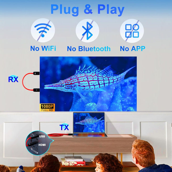 LXJADAP Wireless HDMI Transmitter and Receiver,1080P HD Funk HDMI Funkübertragung für Streaming Vide