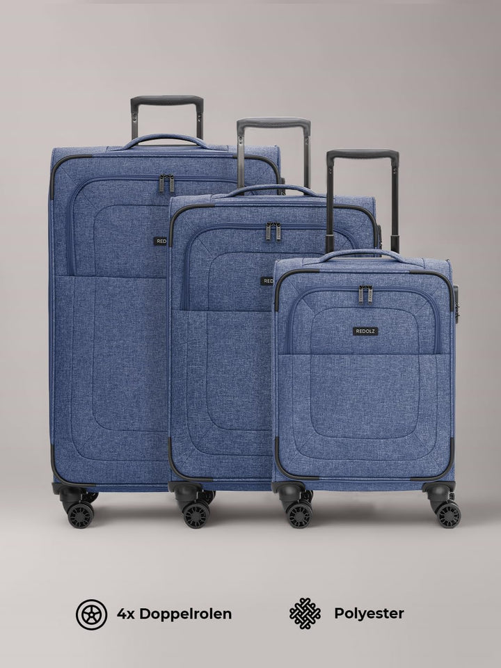 REDOLZ Koffer-Set 3-teilig für Damen & Herren | leichte & stabile Reise-Trolleys, hochwertiges Softc