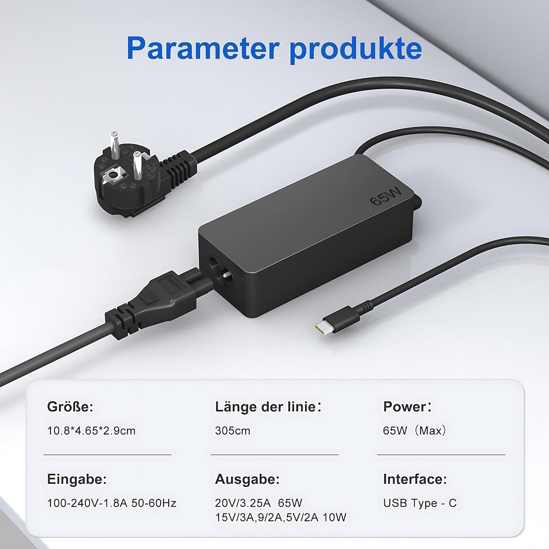 65W USB C Netzteil für Lenovo Ladekabel Laptop Ladegerät für LenovoThinkpad/IdeaPad/Touch/Yoga/Chrom