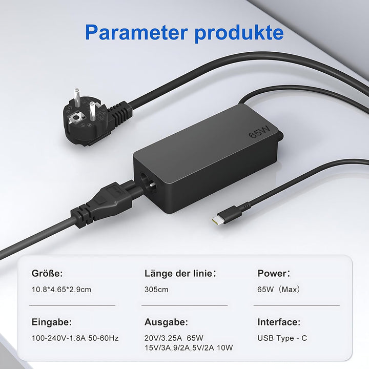 65W USB C Netzteil für Lenovo Ladekabel Laptop Ladegerät für LenovoThinkpad/IdeaPad/Touch/Yoga/Chrom
