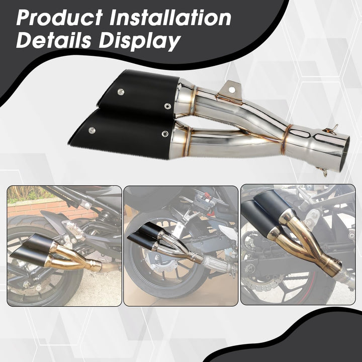 1.5-2" Einlass Thunder Dual Tail Steckdose Slip-On Auspuff Schalldämpfer mit DB-Killer Motorrad - Bl