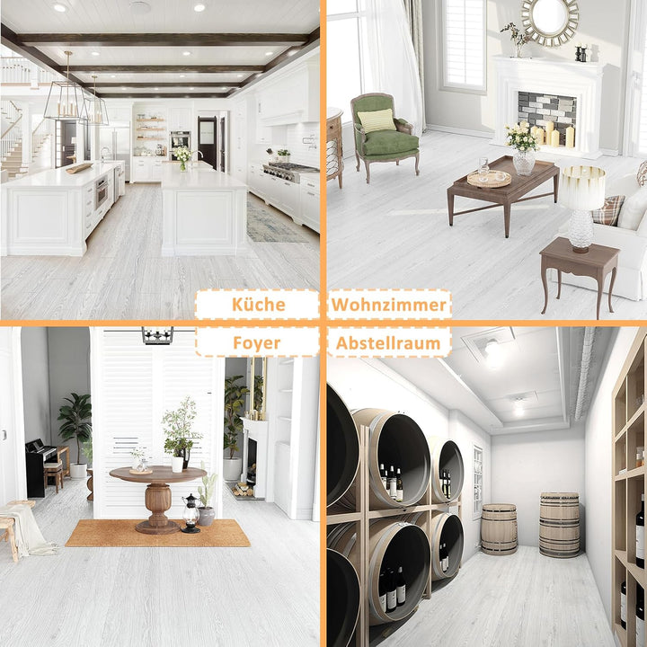 Oxdigi PVC Bodenbelag Selbstklebende 3 m², Holzoptik Vinylboden Bodenfliesen für Eingangstür, Wohnzi