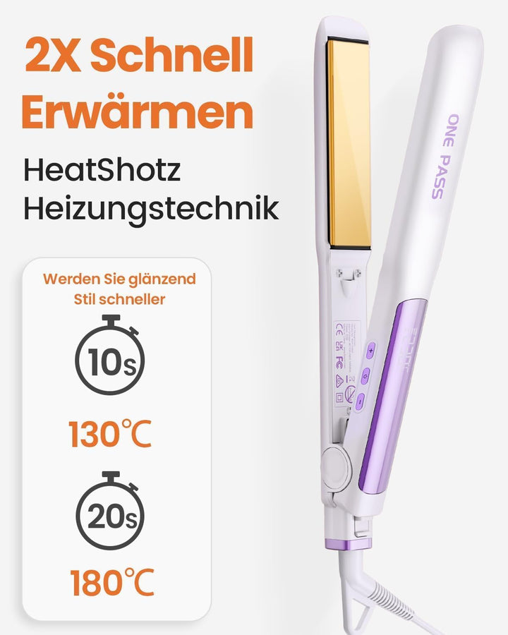 Faszin 2 in 1 Glätteisen Locken und Glätten, Titanplatten Ionen Haarglätter für einen glatten Stil,