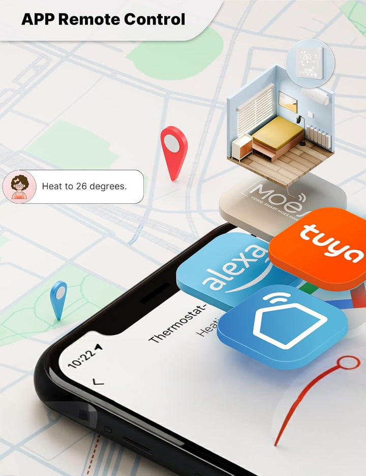 MOES Smart Thermostat Fussbodenheizung Elektrisch, Raumthermostat Fussbodenheizung WLAN Programmierb