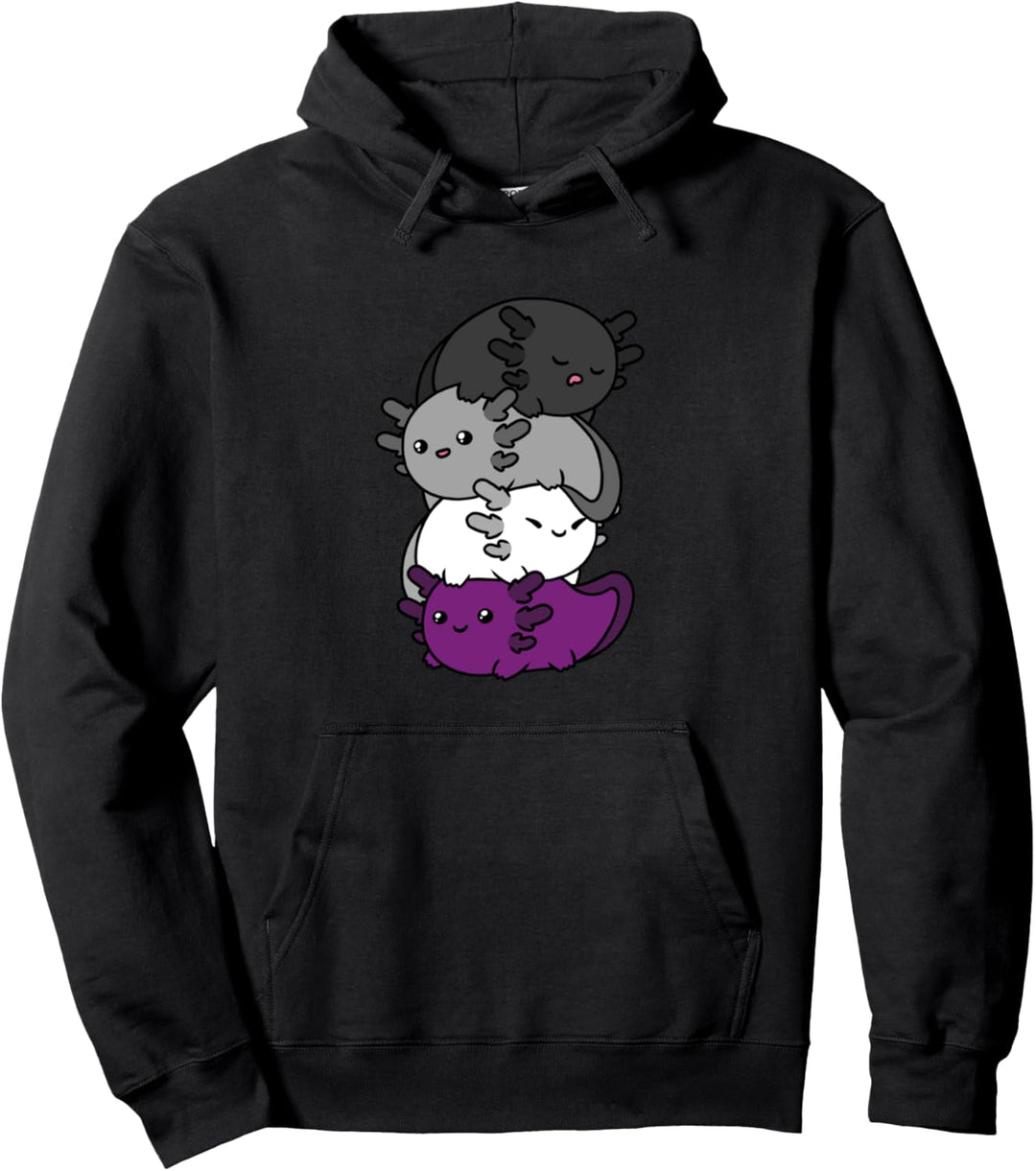 Kawaii Axolotl Pile Asexueller Stolz Asexuelle Flagge LGBTQ Pullover Hoodie