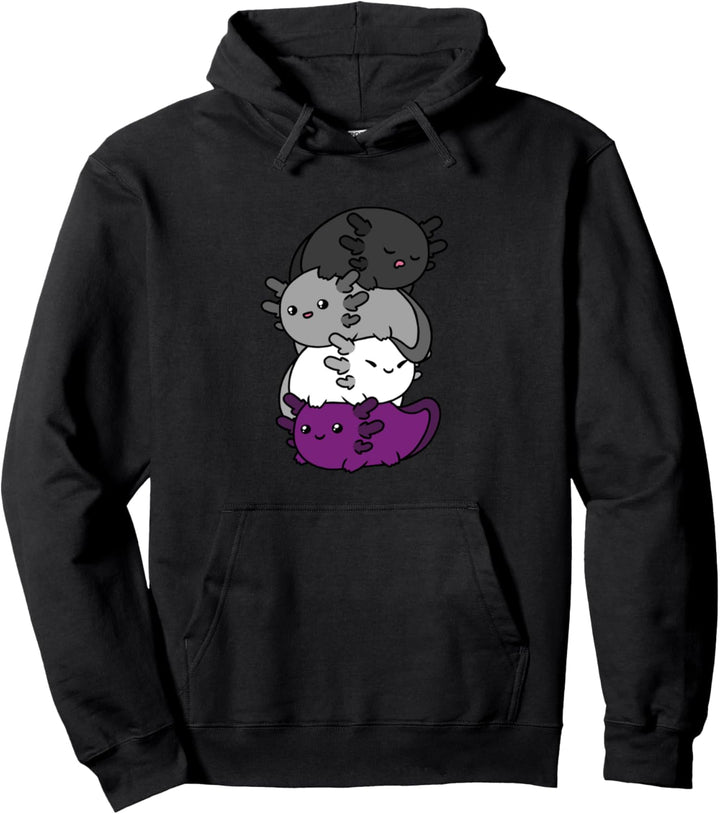 Kawaii Axolotl Pile Asexueller Stolz Asexuelle Flagge LGBTQ Pullover Hoodie