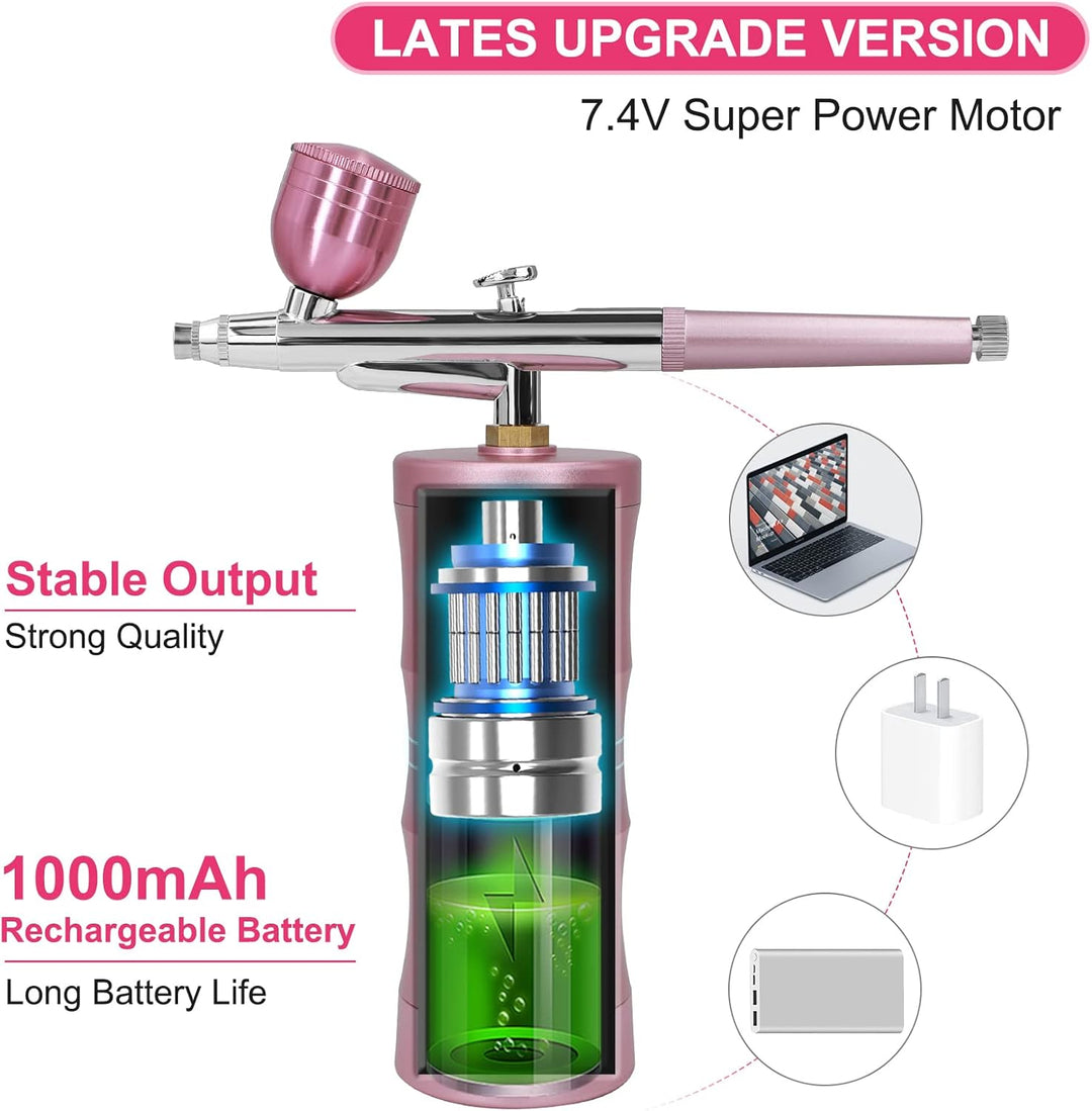 Ykall Airbrush-Kit mit Luftkompressor, Verbessertes 7,4V 34PSI Airbrush-Set, Wiederaufladbare, Tragb