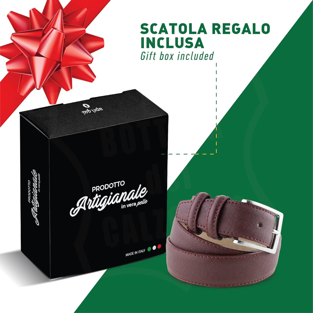 La Bottega del Calzolaio Ledergürtel 3,5 cm Saffiano schwarz für besondere Anlässe Made in Italy han
