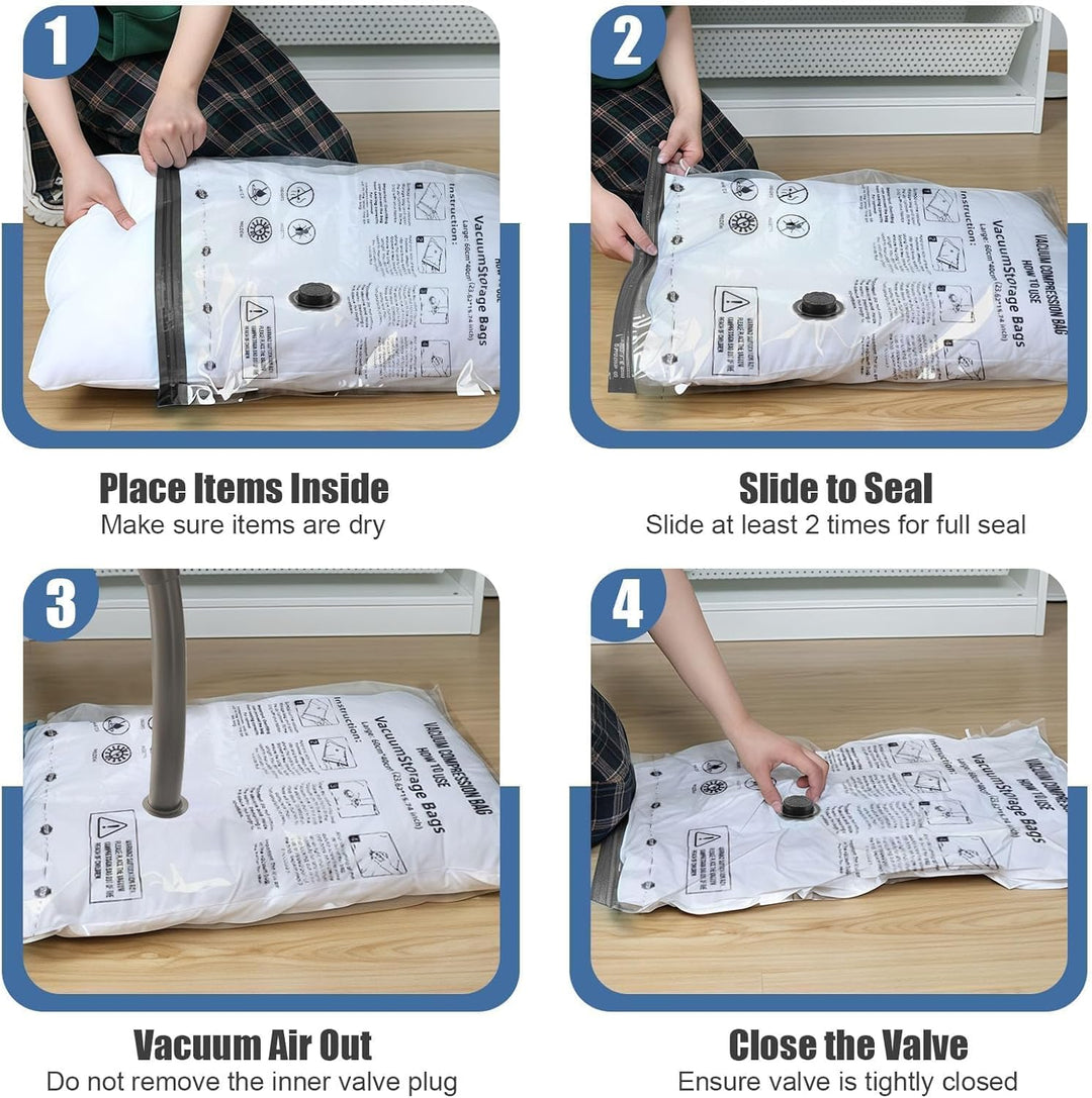 80×100 cm Vakuumbeutel für Kleidung 12 Stück Gross Vakuumbeutel für Bettdecken Feuchtigkeits Vacuum