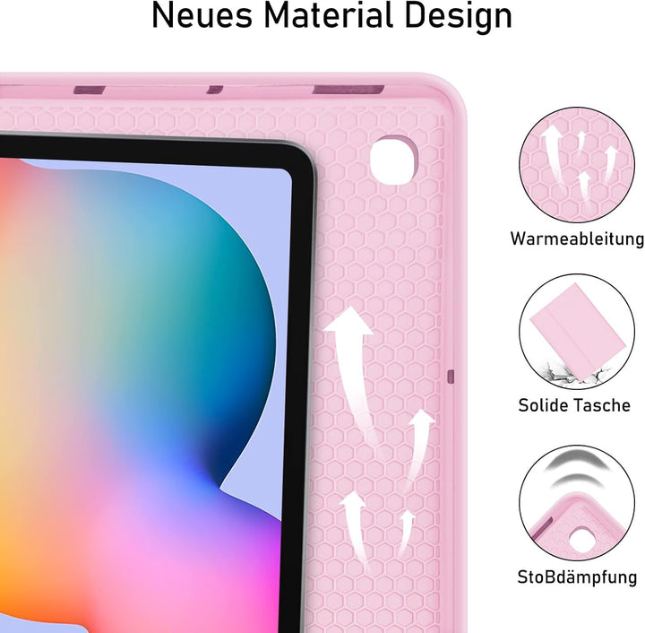 Hülle mit Tastatur für Samsung Galaxy Tab S6 Lite 2024/2022/2020, Schutzhülle mit Pencil Halter Wire