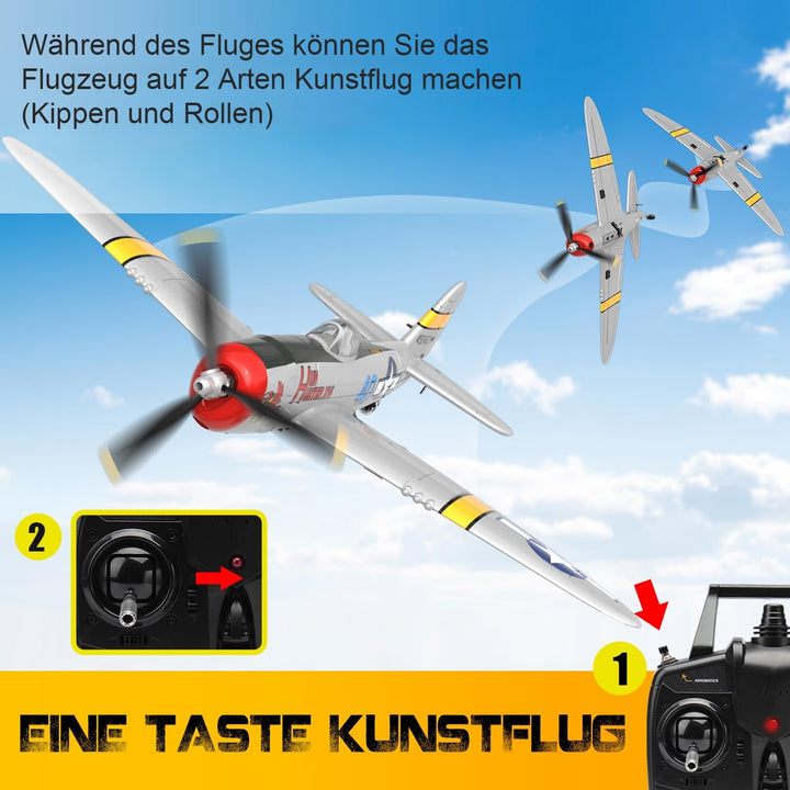 P47 RC Flugzeug,2.4G 4 Kanal Thunderbolt Fighter Ferngesteuertes Flugzeug Kunstflugzeug Modell Spiel
