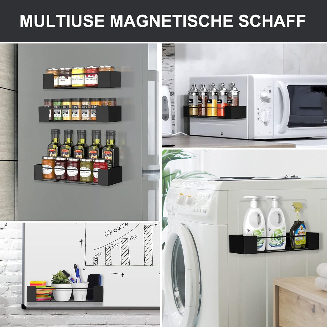 Golden Bell 4 Stück Gewürzregal Magnetisch Kühlschrank, Magnetisches Regal Kühlschrank Ohne Bohren,