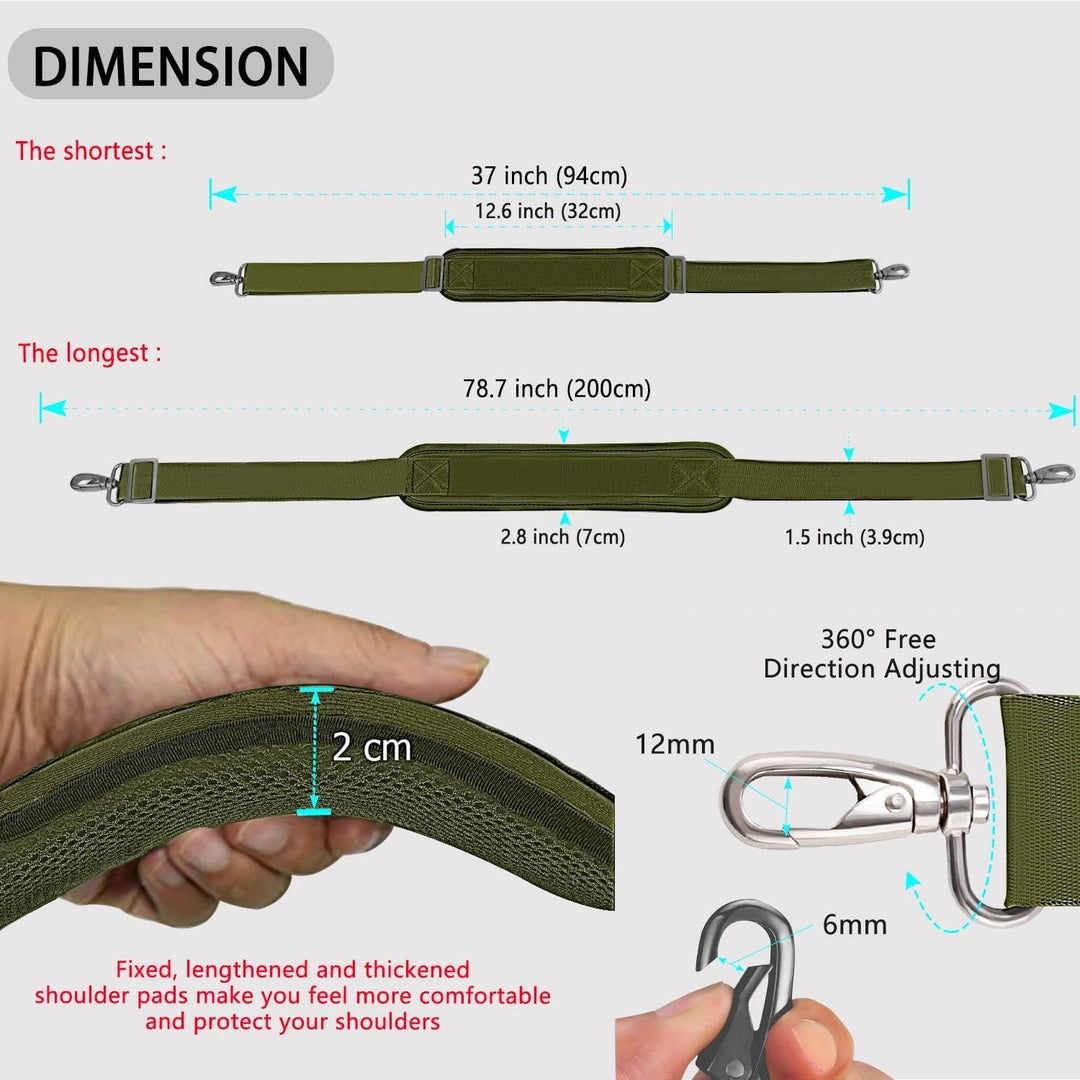 79 Zoll Schultergurt, Unbeweglichem Kissen und Zwei Balance-Schnallen Universal-Ersatzgurt mit Metal