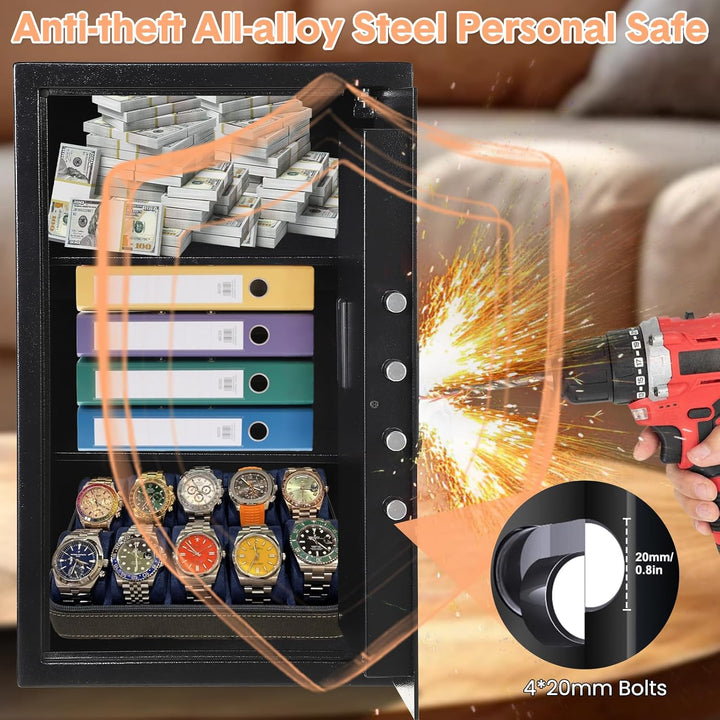 Garvee 70L Safe Tresor mit Zahlencode, Schlüssel & Feuerfester Tasche, Tresor für Zuhause / Hotel, A