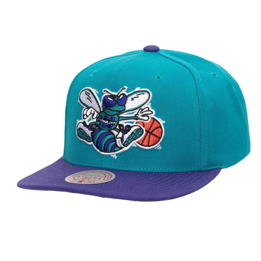 Mitchell & Ness Snapback Cap NBA Wool 2 Tone Logo Charlotte Hornets Teal/Purple