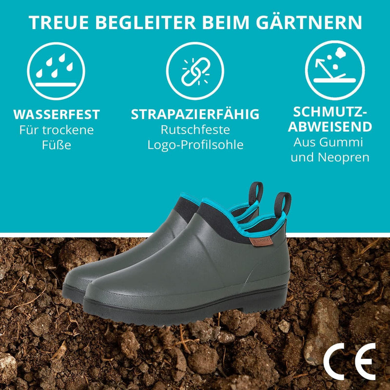 Gardena Gummistiefel kurz für Damen & Herren in den Grössen 36-46 I Unisex-Regenstiefel im Low-Cut-D