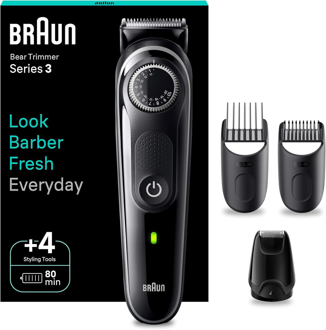 Braun Barttrimmer, Trimmer Herren, mit ultrascharfer Klinge, 40 Längeneinstellungen, wiederaufladbar