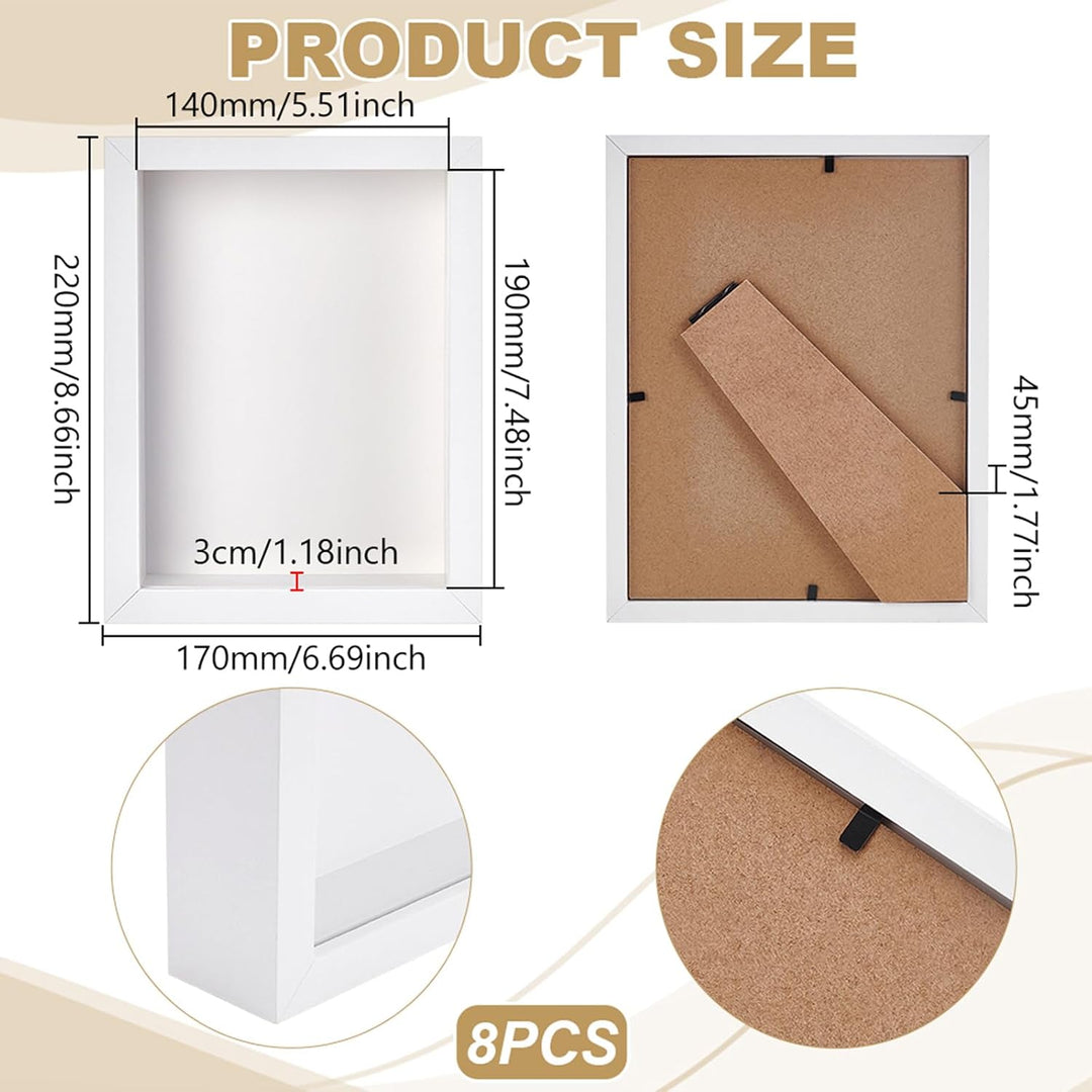 8 Stück 6x8 Zoll Holz Schattenbox Fotorahmen Rechteckige Schattenboxen Vitrinen Bilderrahmen Für Spo