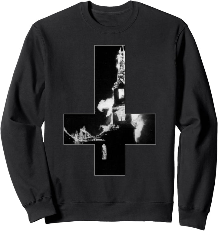 Brennende Kirche Okkult Satan umgedrehtes Kreuz Gothic Goth Sweatshirt
