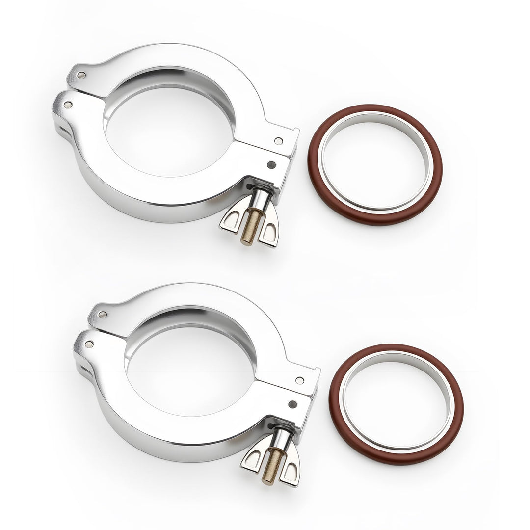 2 Stück KF50 Aluminium-Vakuumklemme + KF Edelstahl-Zentrierring mit O-Ring, KF50
