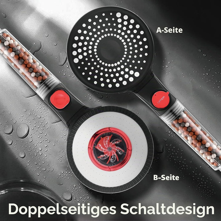 Duschkopf, wassersparend, Duschkopf gegen Kalk, gross (130 mm Durchmesser), Hochdruck-Duschkopf mit