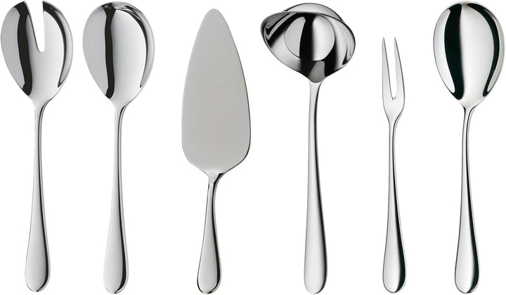 WMF Merit Besteck Set 12 Personen, 66 teilig, 60 Teile mit Servierbesteck, Hohlheftmesser, Cromargan