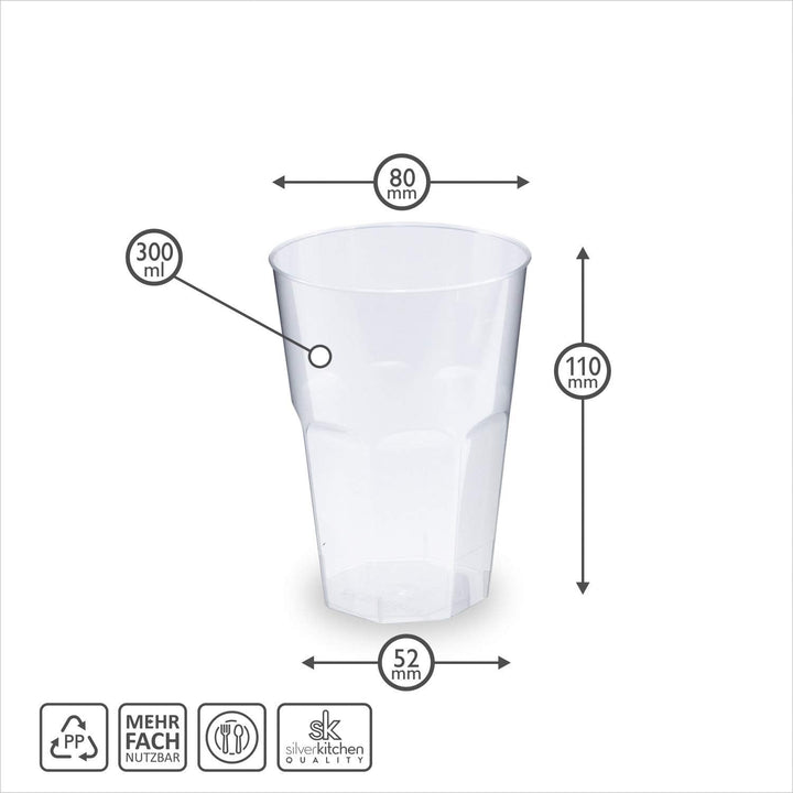 silverkitchen 60x Cocktailbecher 300ml - wiederverwendbare Partybecher Cocktail Becher Hartplastik M