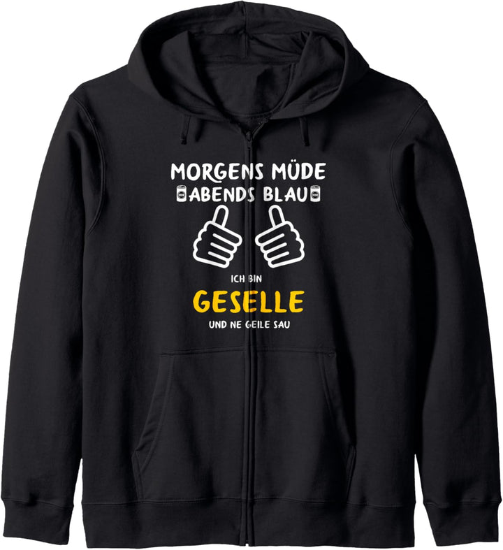 Ausbildung Bestanden Morgens Müde abends Blau Geselle Kapuzenjacke