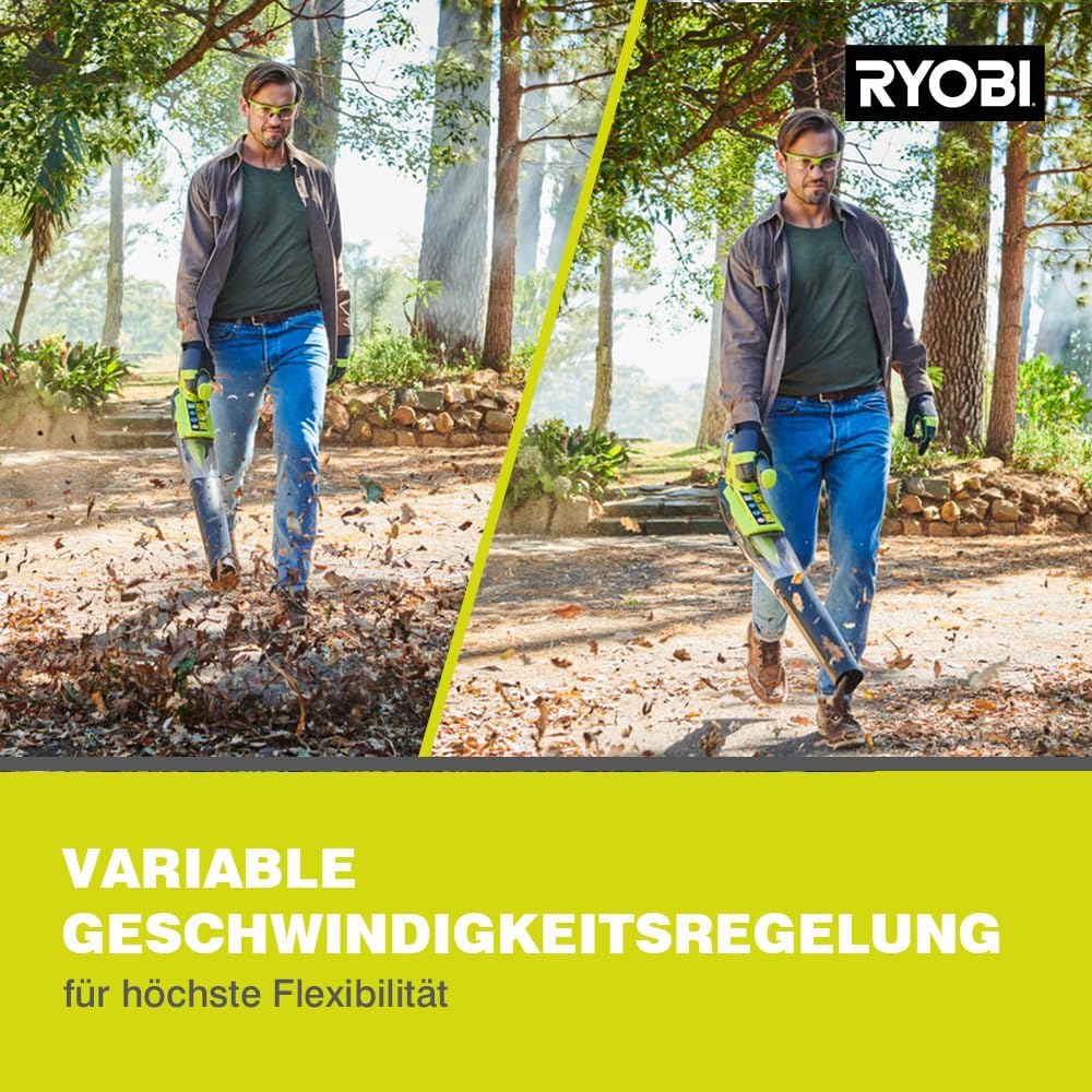 Ryobi 18 V ONE+ Akku-Laubgebläse RBL18JB40F (Luftgeschwindigkeit 160 km/h, Luftmenge 7,9 m³/min, Jet