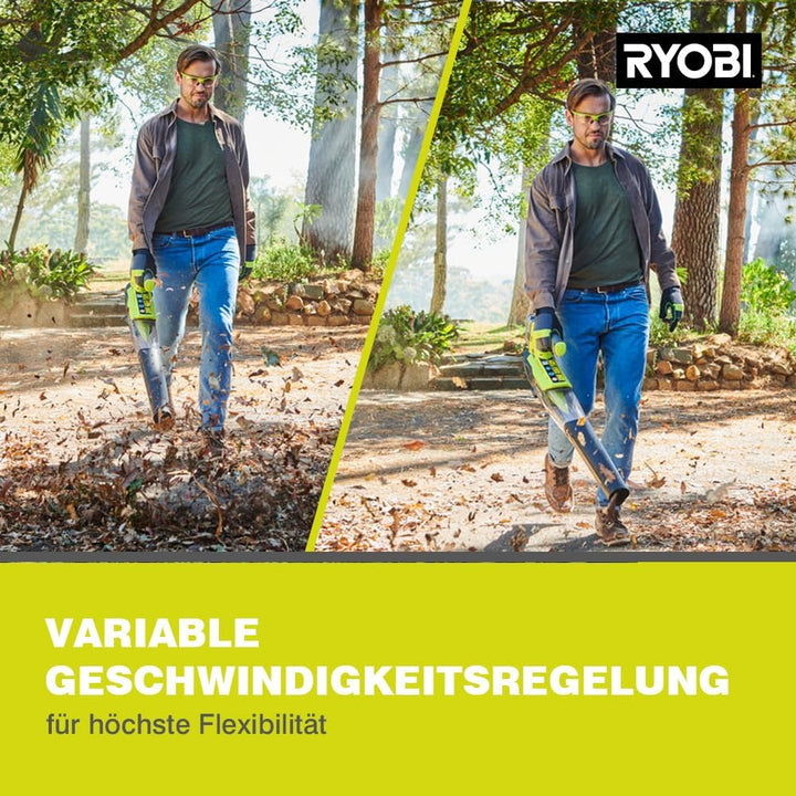 Ryobi 18 V ONE+ Akku-Laubgebläse RBL18JB40F (Luftgeschwindigkeit 160 km/h, Luftmenge 7,9 m³/min, Jet