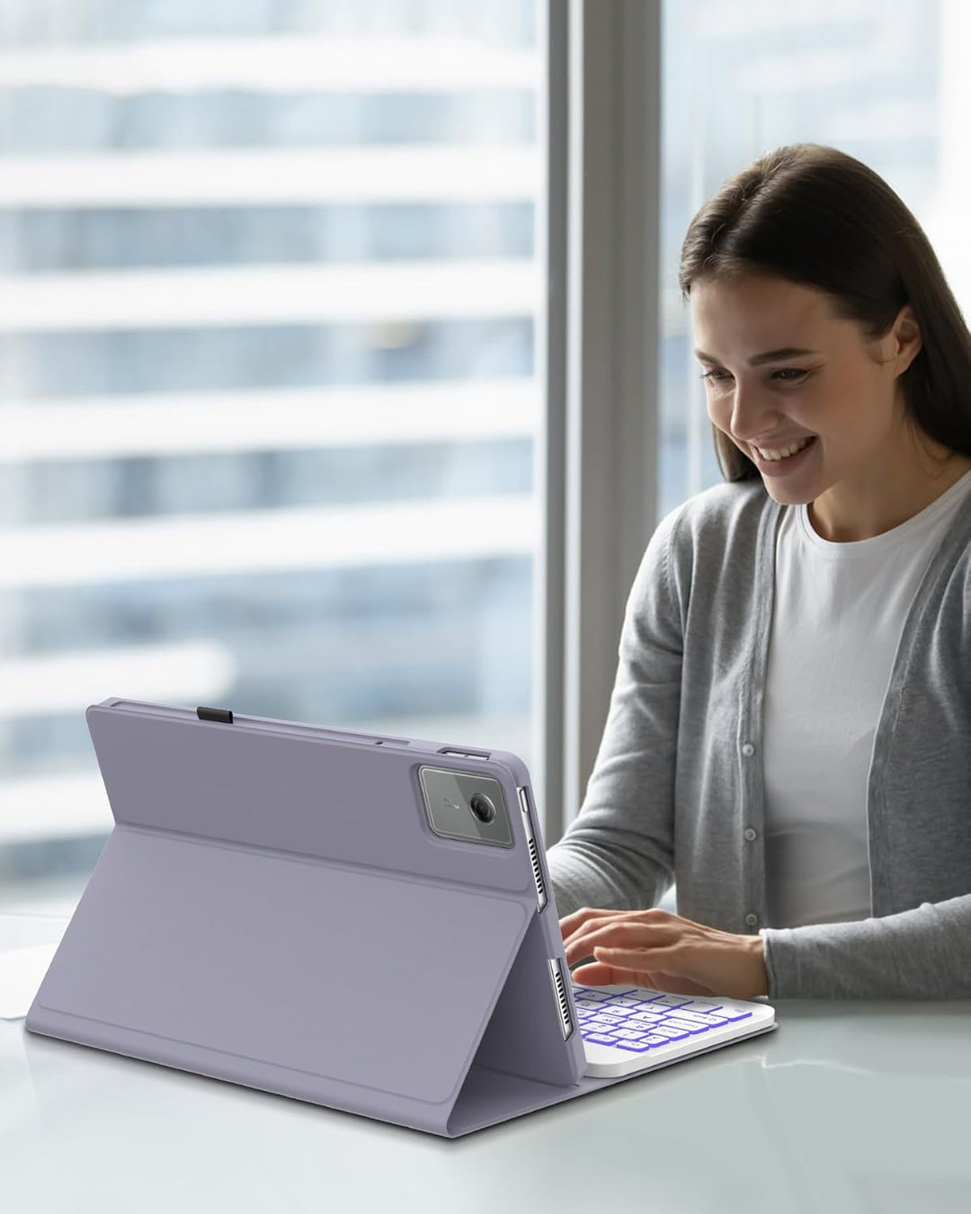 Bluetooth Tastatur Hülle für Lenovo Idea Tab 11 Zoll, Deutsch QWERTZ mit 7-Farben Beleuchtung, ohne