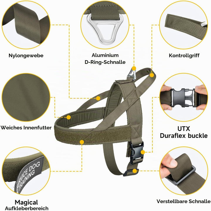 EXCELLENT ELITE SPANKER No Pull Hundegeschirr Verstellbares Nylon-Hundegeschirr mit Kontrollgriff fü