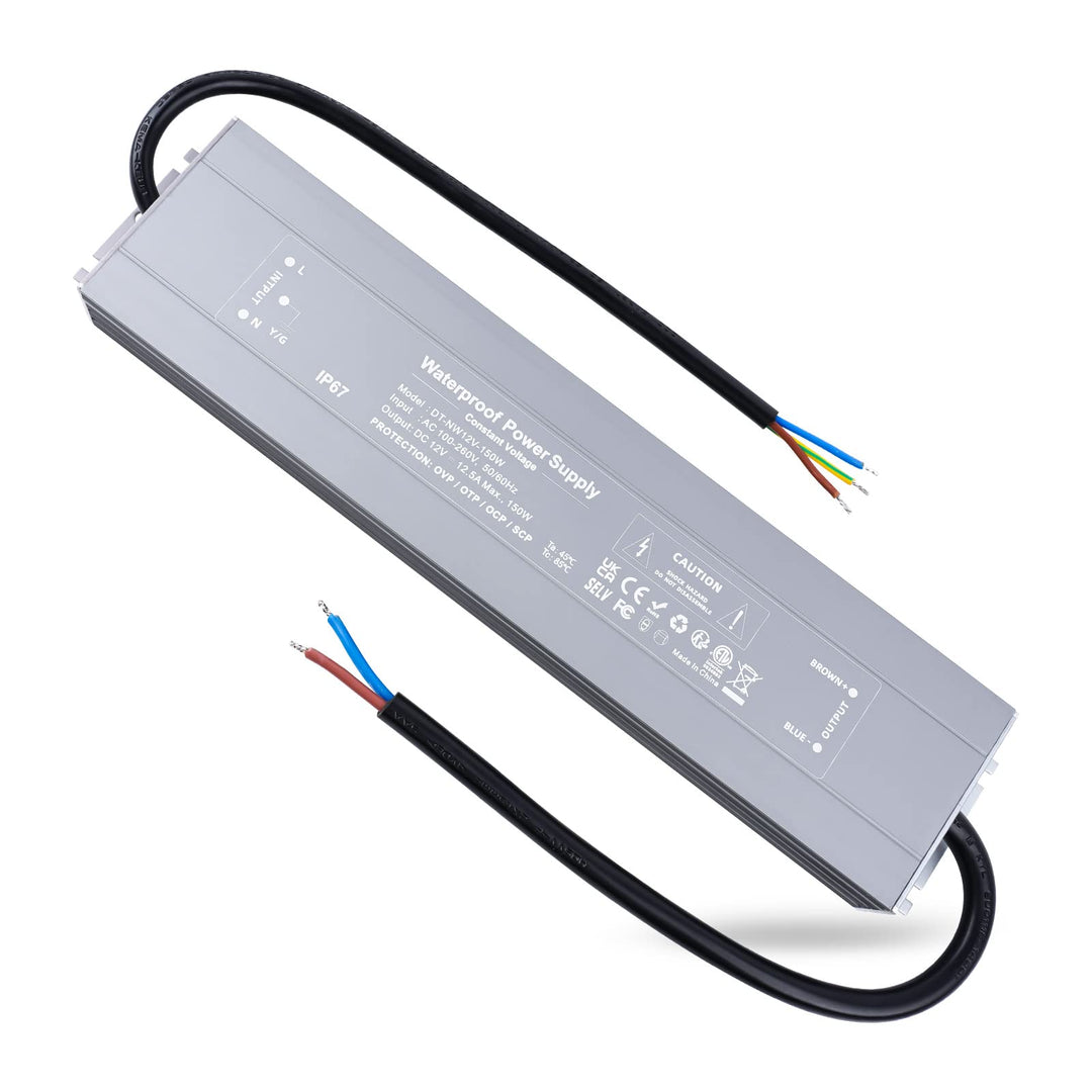 REYLAX LED Trafo 12V Wasserdicht 150W 12,5A LED Treiber Gleichstrom Netzteil IP67 Trafo 230V auf 12V