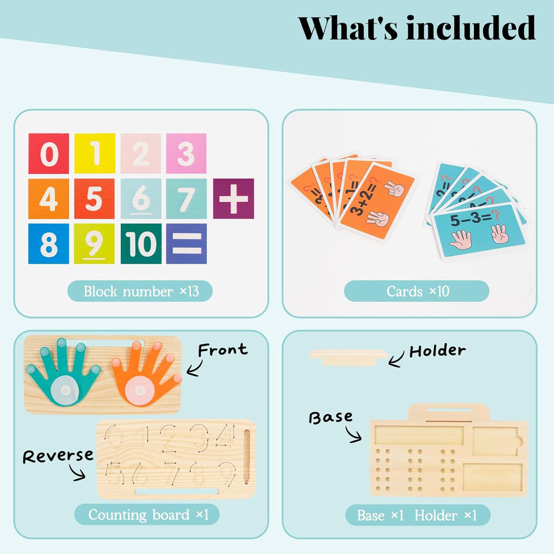 Montessori Spielzeug Holz Mathe-Zählspielzeug für Kinder Zählen Lernen 3 in 1 Palm Computing Bildung
